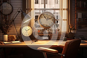 Cozy home office setup with a wooden desk and