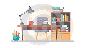 Cozy Home Office Setup, Work-from-Home Environment, vector design Generative AI