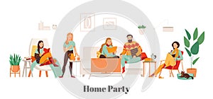 Cozy Home Party Illustration