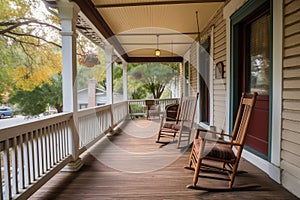 cozy house with front porch and rocking chairs, perfect for relaxing after a long day