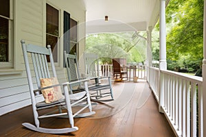 cozy house with front porch and rocking chairs, perfect for relaxing after a long day