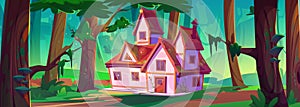 Cozy house in magic summer forest