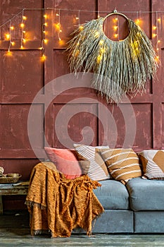 Cozy house with room in boho style interior