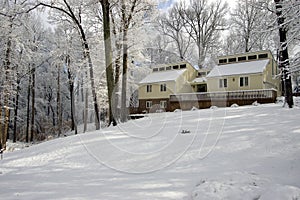 Cozy House on Snow Covered Hill