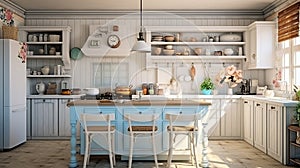Cozy kitchen. Chabby shic style. Pastel colors