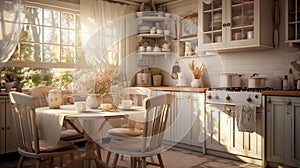 Cozy kitchen. Chabby shic style. Pastel colors