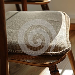 Cozy Knitted Chair Cushion in Sunlit Room. Generative ai