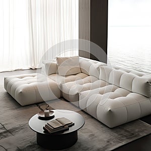 a cozy large white sectional sofa in a modern living room