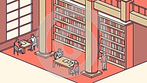 Cozy Library Interior: Relaxing Reading Nook Study Space, vector design Generative AI