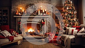 A cozy living room adorned with Christmas decorations