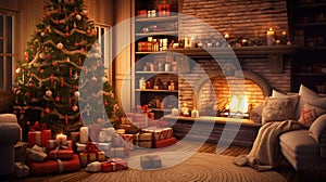 A cozy living room adorned with Christmas decorations