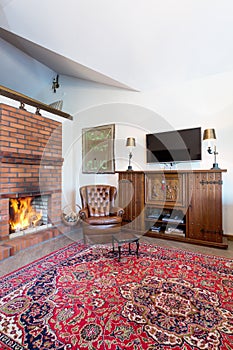 Cozy living room with fireplace