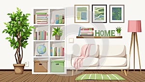 Cozy living room interior. Vector illustration