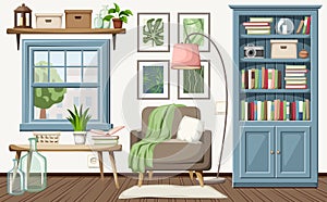 Cozy living room interior. Vector illustration