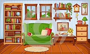 Cozy living room interior. Vector illustration.