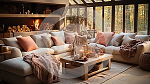 Cozy living room with soft sofas and warm shades that create an atmosphere of comf