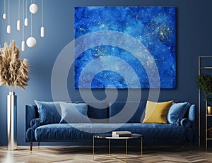 Cozy living room with starry night painting