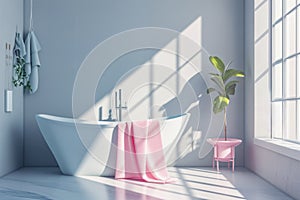 Cozy modern bright gray bathroom