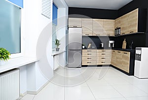Cozy modern kitchen interior with new furniture