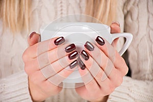 Cozy Mornings: Embracing Beauty and Warmth with Brown Manicure