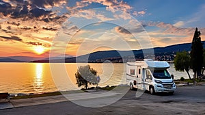 Cozy motorhome finds serenity under the night sky, ready to embark on new adventures.