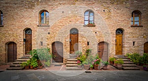 A cozy neighborhood in Pienza old town, Tuscany, Italy.