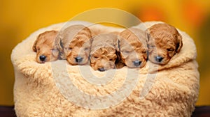 Cozy Newborn Toy Poodles Napping.