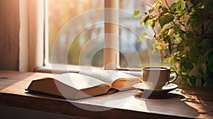 cozy open book on table