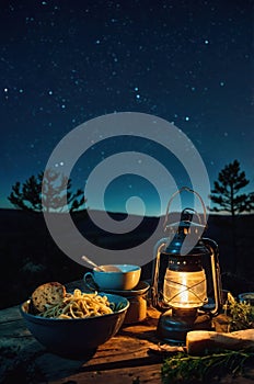 Romantic Pasta Dinner Under the Stars with Lantern Light