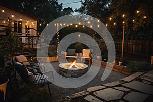 cozy outdoor patio with firepit, for warm and toasty nights