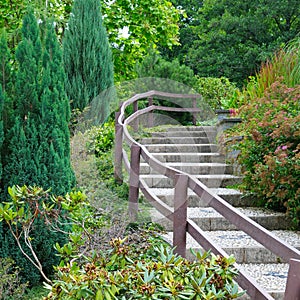 Cozy park with stairs