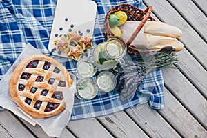 Cozy picnic near lake