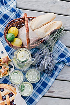 Cozy picnic near lake