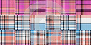 Cozy plaid patterns seamless border background in colorfull autum fall home decor. Woven patchwork style effect for