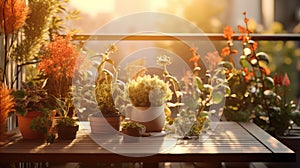 cozy plant table blur sunlit