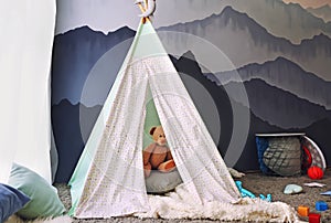 Cozy play tent for kids in child room