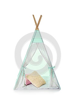 Cozy play tent for kids on white background