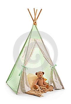 Cozy play tent for kids on white background