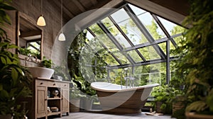 Cozy posh luxurious interior design of bathroom