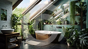 Cozy posh luxurious interior design of bathroom