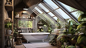 Cozy posh luxurious interior design of bathroom