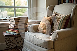 Books and pillows at the reading corner