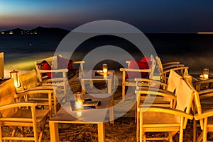 Cozy restaurant at night in Naussa, Paros