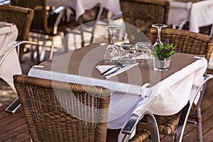 Cozy Restaurant tables ready for service