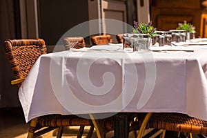 Cozy Restaurant tables ready for service