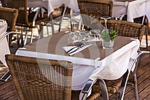 Cozy Restaurant tables ready for service