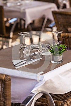Cozy Restaurant tables ready for service