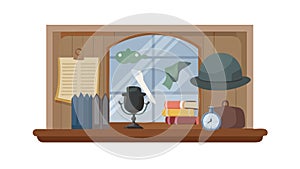 Cozy Retro Study Room Vector, Vintage Interior Design, vector design Generative AI
