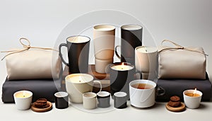 Cozy room candle, coffee, heat, comfort, elegance, modern, luxury generated by AI