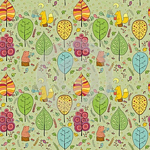Cozy seamless pattern about forest tea